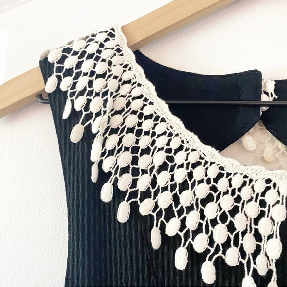 FREE PEOPLE Crochet Peter Pan Collar Waffle Knit Dress - Picture 6 of 10